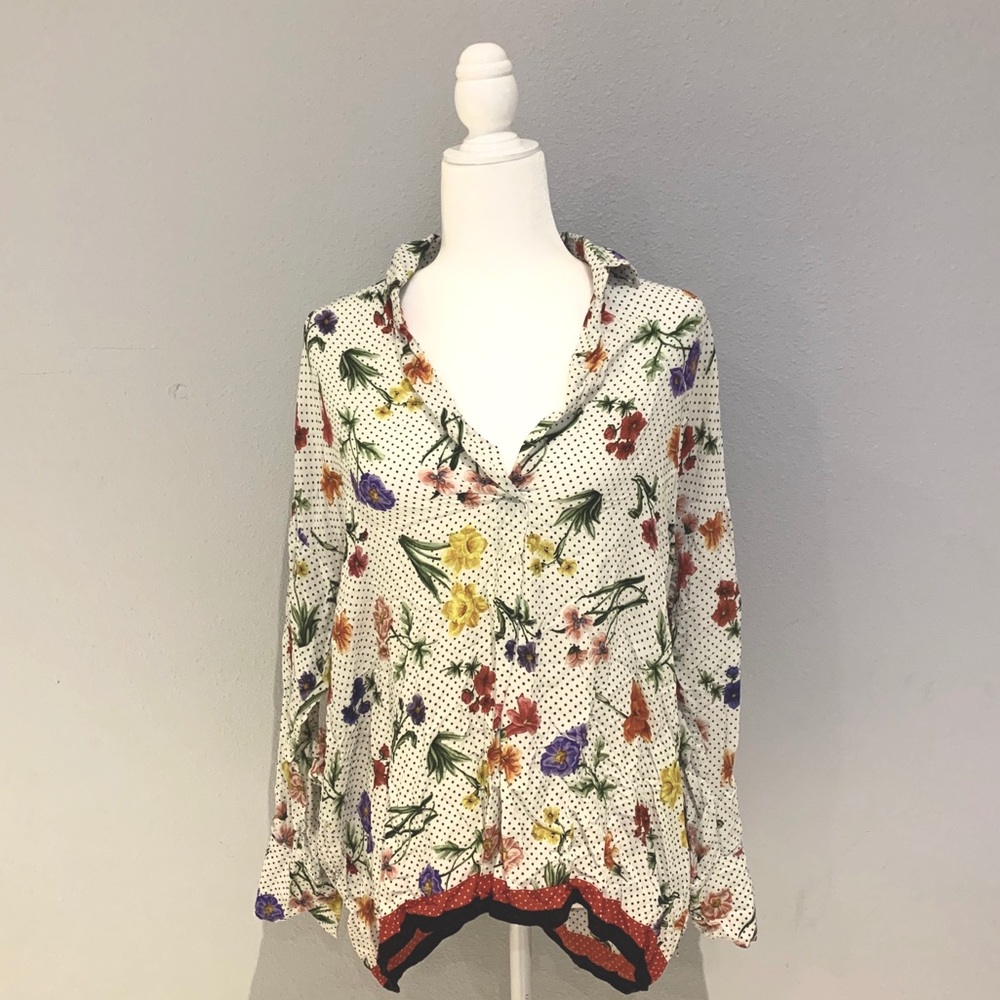 Zara Floral Polka Dot Blouse